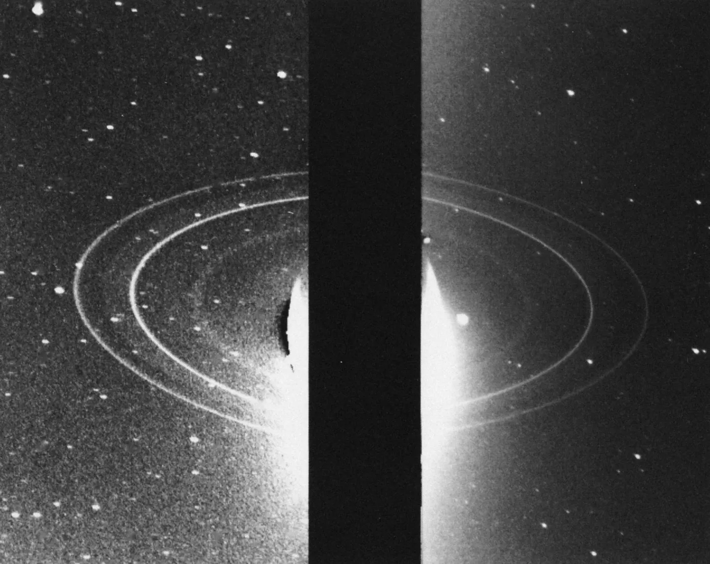 Neptune's ring system, as seen by Voyager 2 in August 1989